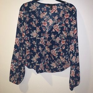 Navy Floral Blouse